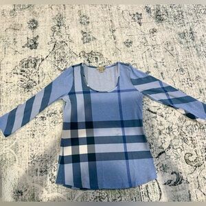 Burberry Blue women Checkered Long Sleeve Top great condition!!! Medium